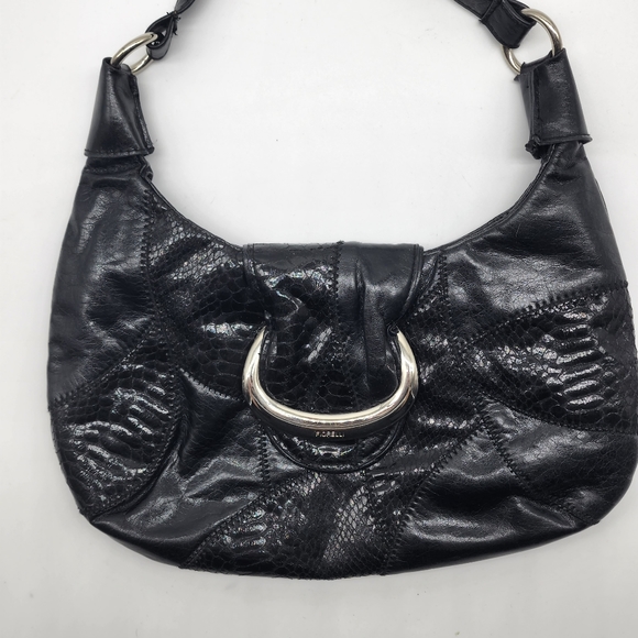 Vintage Fiorelli Black Y2K Patchwork Vinyl Shoulder Bag - Picture 13 of 16